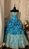 Elegant Ball Gown Strapless Pleated Flower Prom Dress Evening Dress Sweet 16 Dress Princess Dress HZ0319