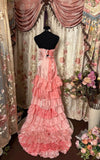 Sweet Prom Dress Strapless Ruffle Tiered Evening Dress Gala Dress Business Dinner Dress HZ0319
