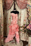 Sweet Prom Dress Strapless Ruffle Tiered Evening Dress Gala Dress Business Dinner Dress HZ0319