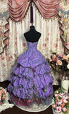 Pretty Prom Dress Strapless Pleated Ball Gown Evening Dress Gala Dress Masquerade Ball HZ0319