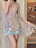 Shiny Prom Dress Spaghetti Straps Sequins Short Prom Dress Homecoming Dresses Gala Dress Party Dress HZ0319