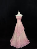 Sweet Prom Dress A Line Strapless Lace Evening Dress Birthday Party Dress Gala Dress HZ0319