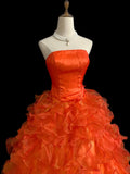 Sweet Ball Gown Strapless Pleated Ruffle Evening Dress 16th Dress Prom Dress HZ0319