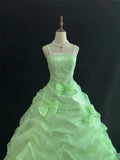 Cute Ball Gown Spaghetti Straps Pleated Tulle Evening Dress Quinceanera Dress Prom Dress HZ0319