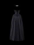 Elegant Prom Dress Strapless Appliques Pleated Evening Dress Prom Gown Gala Dress HZ0319