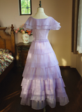 Beauty Prom Dress A Line Crew Neck Tiered Birthday Party Dress Evening Dress Gala Dress HZ0319