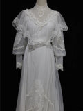 Elegant A Line High Collar Tulle Wedding Dress with Train HZ0319
