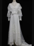 Elegant A Line High Collar Tulle Wedding Dress with Train HZ0319