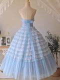 Charming Prom Dress Strapless Pleated Tiered Ball Gown Sweet 16 Dress Evening Dress HZ0319
