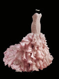 Sweet Prom Dress Sweetheart Ruffle Tiered Mermaid Evening Dress Gala Dress HZ0319