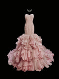 Sweet Prom Dress Sweetheart Ruffle Tiered Mermaid Evening Dress Gala Dress HZ0319