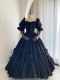 Stunning Prom Dress Black Square Neck Pleated Evening Dress Ball Gown Birthday Party Dress HZ0319