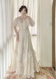 Stunning A Line Long Sleeve Lace Tulle Wedding Dress HZ0319