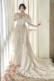 Stunning A Line Long Sleeve Lace Tulle Wedding Dress HZ0319