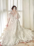 Stunning A Line Long Sleeve Lace Tulle Wedding Dress HZ0319