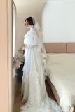 Stunning A Line Long Sleeve Lace Tulle Wedding Dress HZ0319
