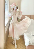 Elegant Prom Dress V-neck Pleated Lace Date Dress Party Dress HZ0319