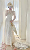 Elegant A Line High Collar Lace Wedding Dress HZ0319