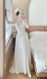Elegant A Line High Collar Lace Wedding Dress HZ0319