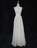 Elegant A Line Crew Neck Embroidered Wedding Dress HZ0319