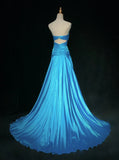 Stunning Prom Dress Blue A Line Sweetheart Pleated Gala Dress Evening Dress HZ0319