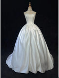 Elegant Spaghetti Straps Pearl Wedding Dress Ball Gown HZ0319