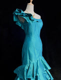 Beauty Prom Dress One Shoulder Pleated Tiered Mermaid Evening Dress Gala Dress Party Dress HZ0319