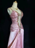 Sexy Pink Prom Dresses Spaghetti Straps Pleated Evening Dress Gala Dress Cocktail Dress HZ0319