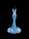 Gorgeous Prom Dress V-neck Pleated Mermaid Gala Dress Evening Dress HZ0319