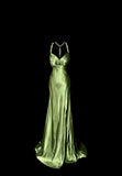 Gorgeous Prom Dress Green Spaghetti Straps Backless Pleated Evening Dress Gala Dress Party Dress HZ0319