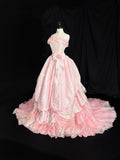 Cute Prom Dress Strapless Ruffle Pearl Ball Gown Evening Dress 16th Dress HZ0319