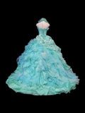 Beauty Prom Dress Halter Ruffle Tiered Evening Dress Sweet 16 Dress Ball Gown HZ0319