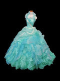 Beauty Prom Dress Halter Ruffle Tiered Evening Dress Sweet 16 Dress Ball Gown HZ0319