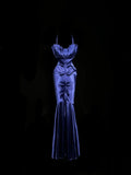 Elegant Prom Dress Navy Blue Spaghetti Straps Pleated Mermaid Gala Dress Evening Dress Party Dress HZ0319