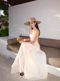 Shiny Women Dress Strapless Pleated Party Dress Summer Date Dress Vacation Dress HZ0319