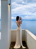 Minimalist Women Dress One Shoulder Fitted Pleated Summer Date Dress Seaside Party Dress HZ0319