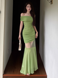 Pretty Summer Dress Off Shoulder Pleated Women Dress Vacation Seaside Date Dress Party Dress HZ0319