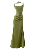Beauty Prom Dress Square Neck Pleated Evening Dress Gala Dress Party Dress HZ0319