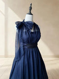 Beauty Homecoming Dress Navy Blue A Line Halter Pleated Short Prom Dress Party Dress Casual Dress HZ0319