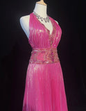 Shiny Prom Dress V-neck Pleated Crystal Long Evening Dresses Gala Dress Party Dresss HZ0319