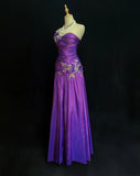 Gorgeous Prom Dress Purple A Line One Shoulder Pleated Gala Dress Evening Dresses Party Dress HZ0319