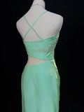 Beauty Prom Dress Light Green Spaghetti Straps Gala Dress Evening Dresses Party Dress HZ0319