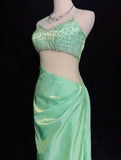 Beauty Prom Dress Light Green Spaghetti Straps Gala Dress Evening Dresses Party Dress HZ0319