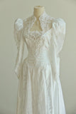 Elegant High Collar Backless Pearl Lace Wedding Dress HZ0319