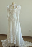 Elegant High Collar Backless Pearl Lace Wedding Dress HZ0319