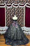 Unique Prom Dress Strapless Lace Ball Gown Evening Dress Quinceanera Dress HZ0319