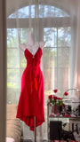 Beauty Prom Dress Red V-neck Pleated Evening Dress Gala Dress Dancing Dress HZ0319