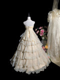 Elegant Strapless Pleated Tiered Wedding Dress HZ0319