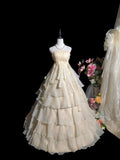 Elegant Strapless Pleated Tiered Wedding Dress HZ0319
