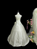 Elegant Strapless Embroidered Tiered Wedding Dress HZ0319